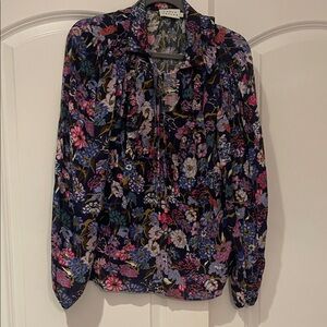 Elegant Floral Blouse in Pink and Blue